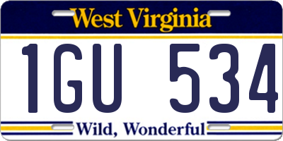 WV license plate 1GU534