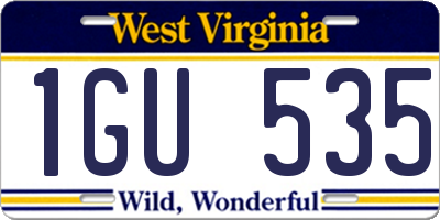 WV license plate 1GU535