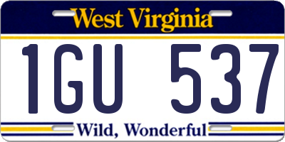 WV license plate 1GU537