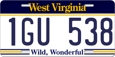 WV license plate 1GU538