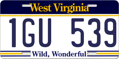 WV license plate 1GU539