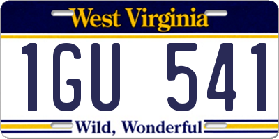 WV license plate 1GU541