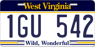 WV license plate 1GU542