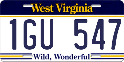 WV license plate 1GU547
