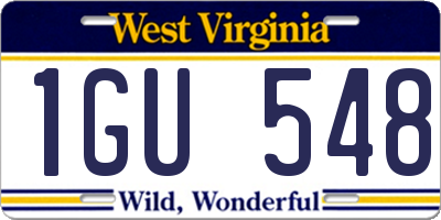 WV license plate 1GU548