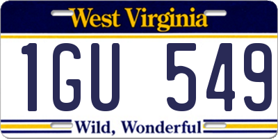 WV license plate 1GU549