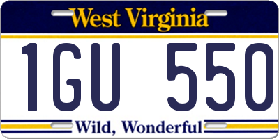 WV license plate 1GU550