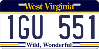 WV license plate 1GU551