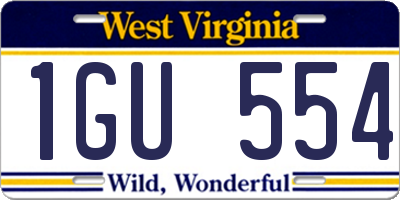 WV license plate 1GU554