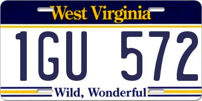 WV license plate 1GU572