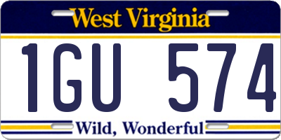WV license plate 1GU574