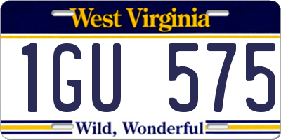 WV license plate 1GU575