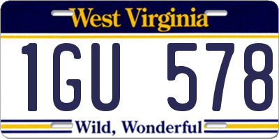 WV license plate 1GU578