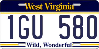 WV license plate 1GU580