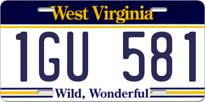 WV license plate 1GU581