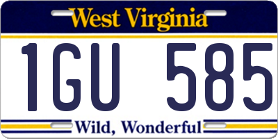WV license plate 1GU585