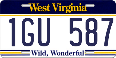 WV license plate 1GU587