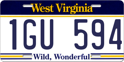 WV license plate 1GU594