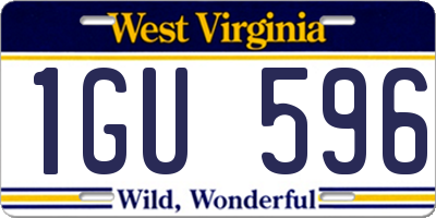 WV license plate 1GU596