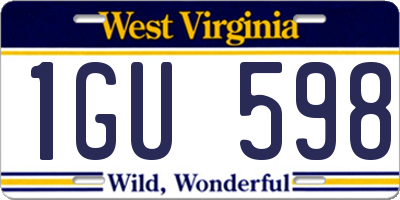WV license plate 1GU598
