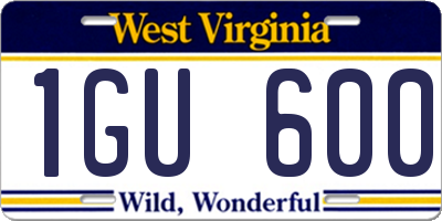 WV license plate 1GU600