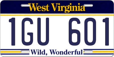 WV license plate 1GU601
