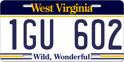 WV license plate 1GU602