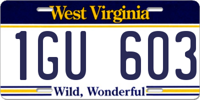 WV license plate 1GU603