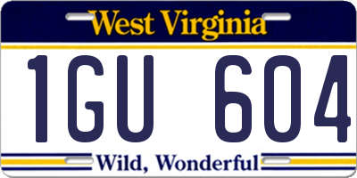 WV license plate 1GU604