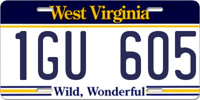 WV license plate 1GU605