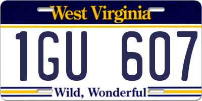 WV license plate 1GU607