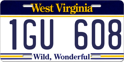 WV license plate 1GU608