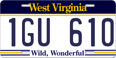 WV license plate 1GU610
