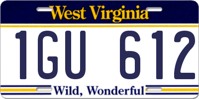 WV license plate 1GU612