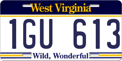 WV license plate 1GU613