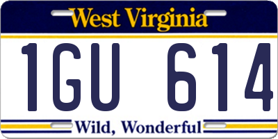 WV license plate 1GU614