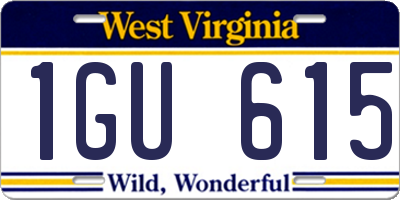 WV license plate 1GU615