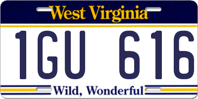WV license plate 1GU616