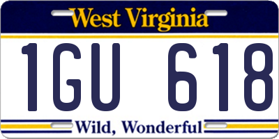 WV license plate 1GU618