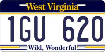 WV license plate 1GU620