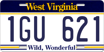 WV license plate 1GU621