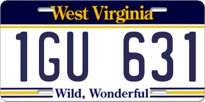 WV license plate 1GU631