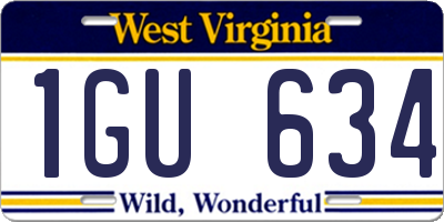 WV license plate 1GU634