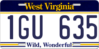 WV license plate 1GU635