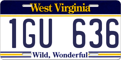 WV license plate 1GU636