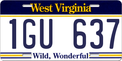 WV license plate 1GU637