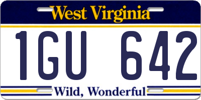 WV license plate 1GU642