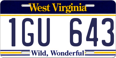 WV license plate 1GU643