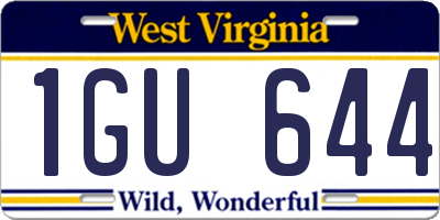 WV license plate 1GU644