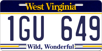 WV license plate 1GU649